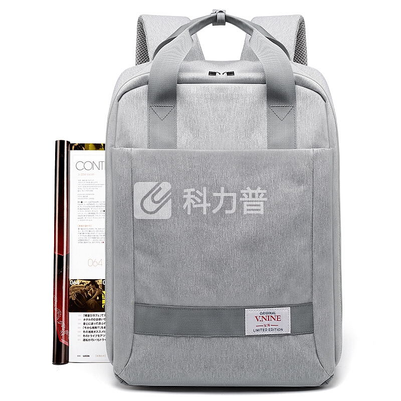 第九城(V.NINE) 双肩包男士电脑包13/14/15.6英寸商务休闲大容量旅行背包防水书包 VD7BV33913J 灰色