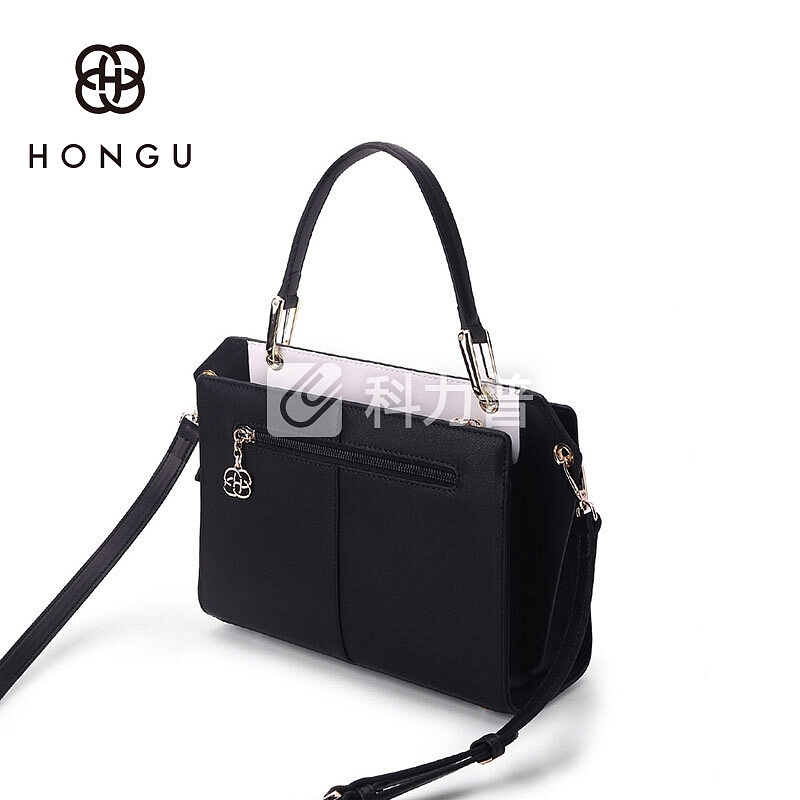 红谷 HONGU 红谷（HONGU）女包包撞色单肩包潮流手提包包女士手提单肩包斜挎包 H5141378漆黑