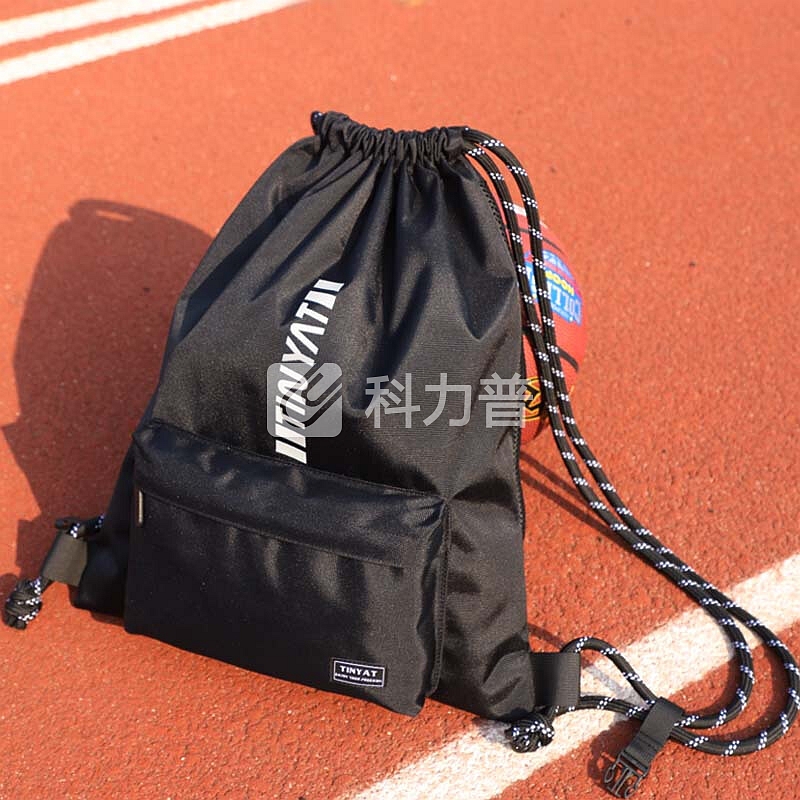 天逸TINYAT 天逸 TINYAT 轻便旅游背包抽绳束口袋双肩包户外运动健身包男学生书包休闲运动包T118黑色