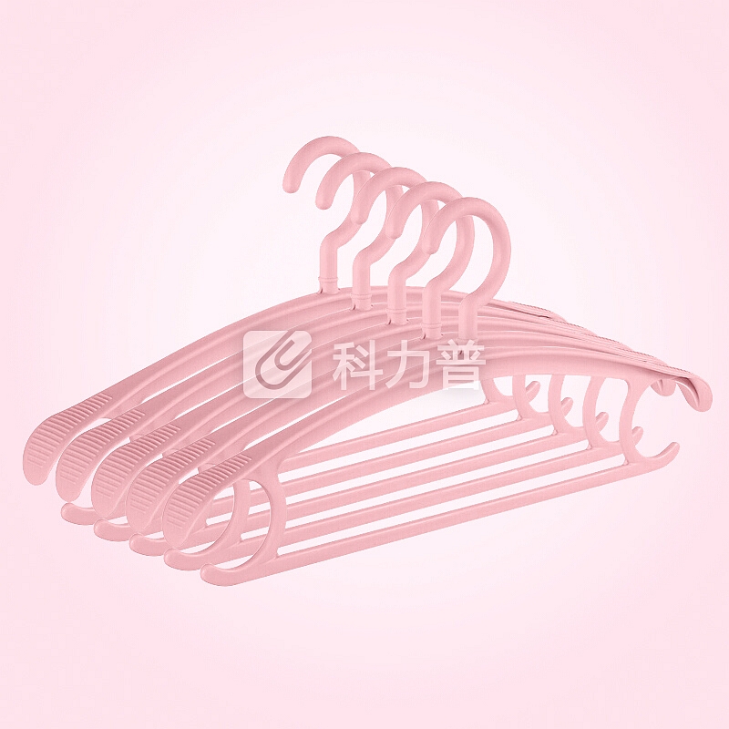 梦庭 MENGTING 梦庭 加厚宽肩无痕衣架 塑料挂钩晾衣架晒衣架 粉色 5只装 1221