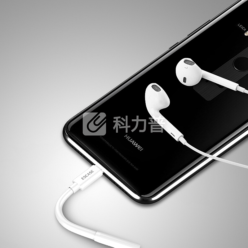 ESCASE Type-C耳机转接头3.5mm耳机音频线快充手机通话听歌二合一转换器小米8/8SE/华为P20Pro手机线 典雅白