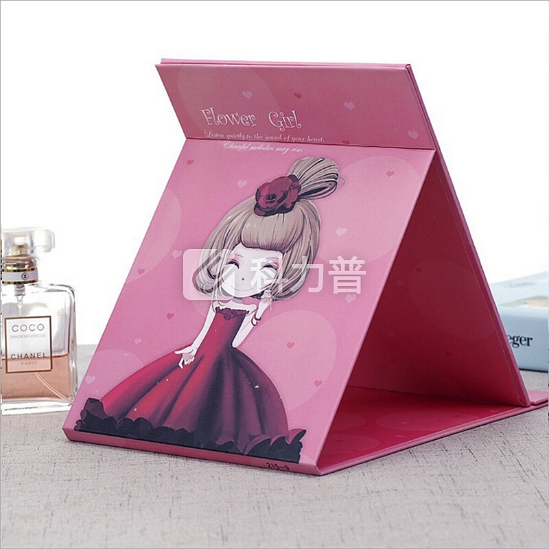 乐荔 镜子 便携可折叠化妆镜台式桌面小镜子 高清牛皮纸镜