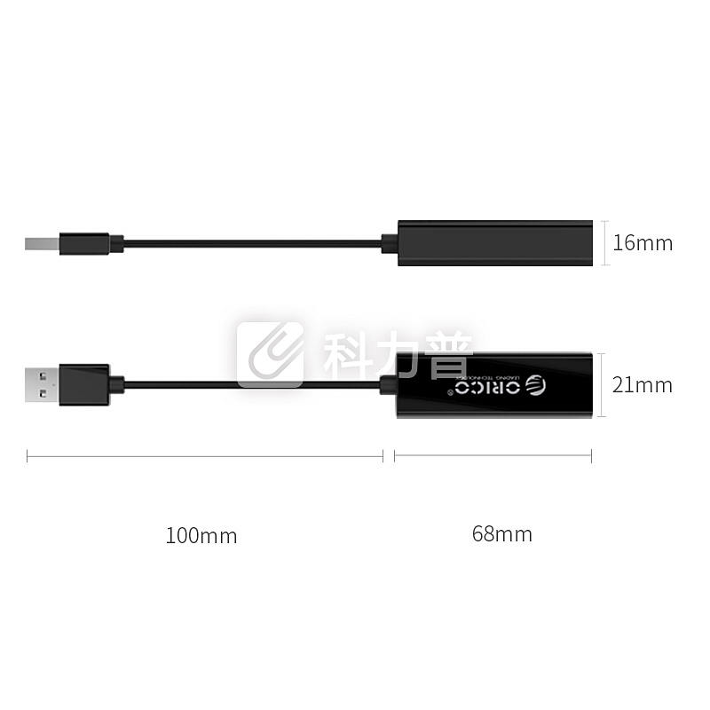 奥睿科(ORICO)USB集线器百兆有线网卡 USB转RJ45网线接口 网口转换器 支持笔记本/平板电脑 黑色UTJ-U2
