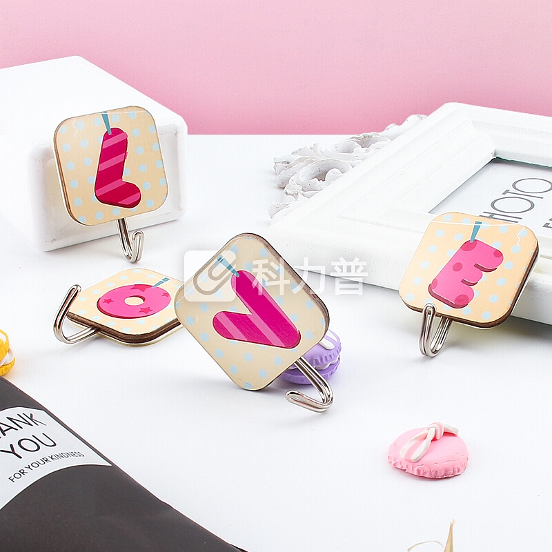 顺美 挂钩 木质挂钩挂钩帖 强力 浴室厨房卫生间无痕铁钩挂钩 LOVE套装 SM-1995