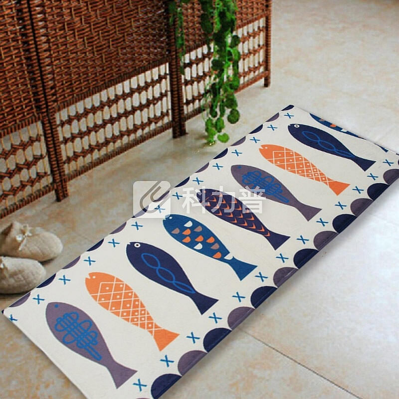 青苇 个性印染 地垫门垫 吸水防滑 浴室厨房脚垫 鱼45*115cm