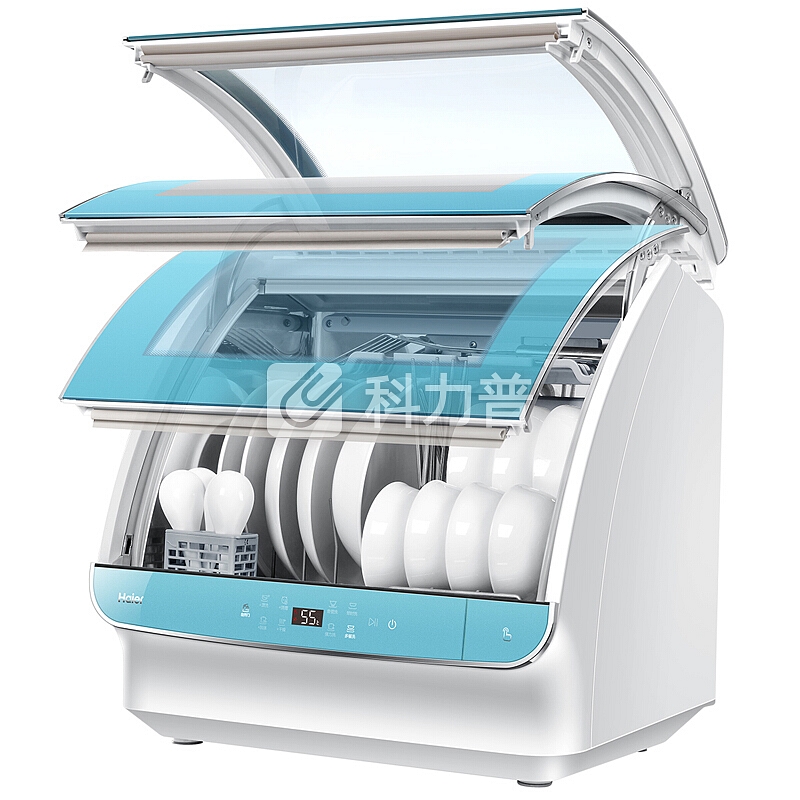 海尔(Haier)小海贝 6套 进口变频电机 全自动洗 简洁安装 双效除菌 活水台式 洗碗机 蒂凡尼蓝 HTAW50STGGB
