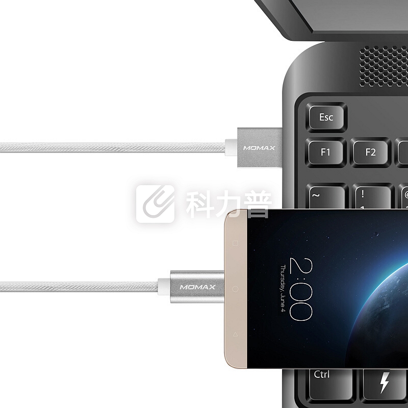 摩米士MOMAX Type-C数据线充电线 尼龙编织USB-C充电器电源线 支持华为小米三星荣耀等手机 1米银色