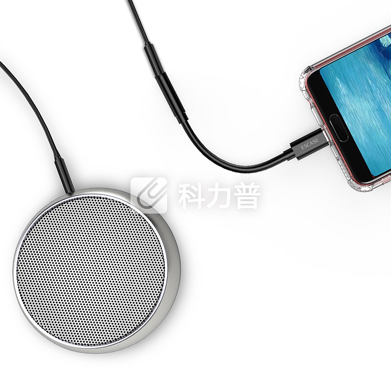 ESCASE Type-C耳机转接头3.5mm耳机音频线快充手机通话听歌二合一转换器小米8/8SE/华为P20Pro手机线 钢琴黑
