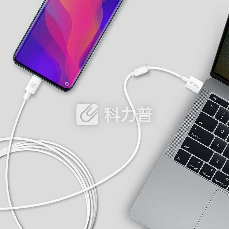 ESCASE Type-c数据线小米充电线适用原装充电器线华为Mate20荣耀三星小米平板电源线3米加长2.1A抗干扰Ci9白