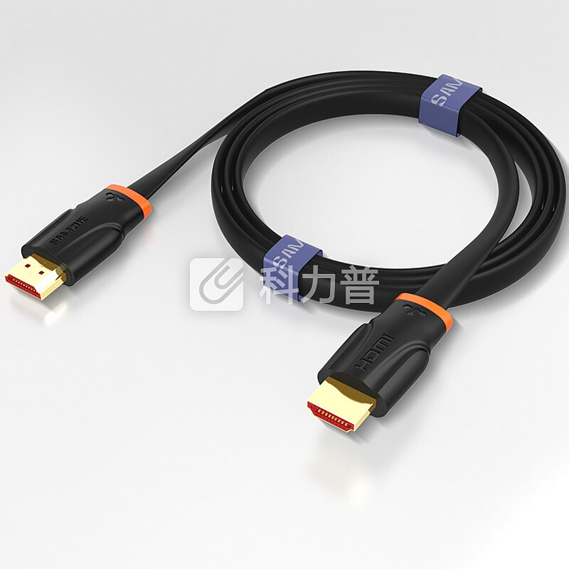 山泽(SAMZHE) HDMI2.0版2K*4K数字高清线 橙黑1.5米扁平线 电脑电视机机顶盒投影仪连接柔软线 SM-CB15