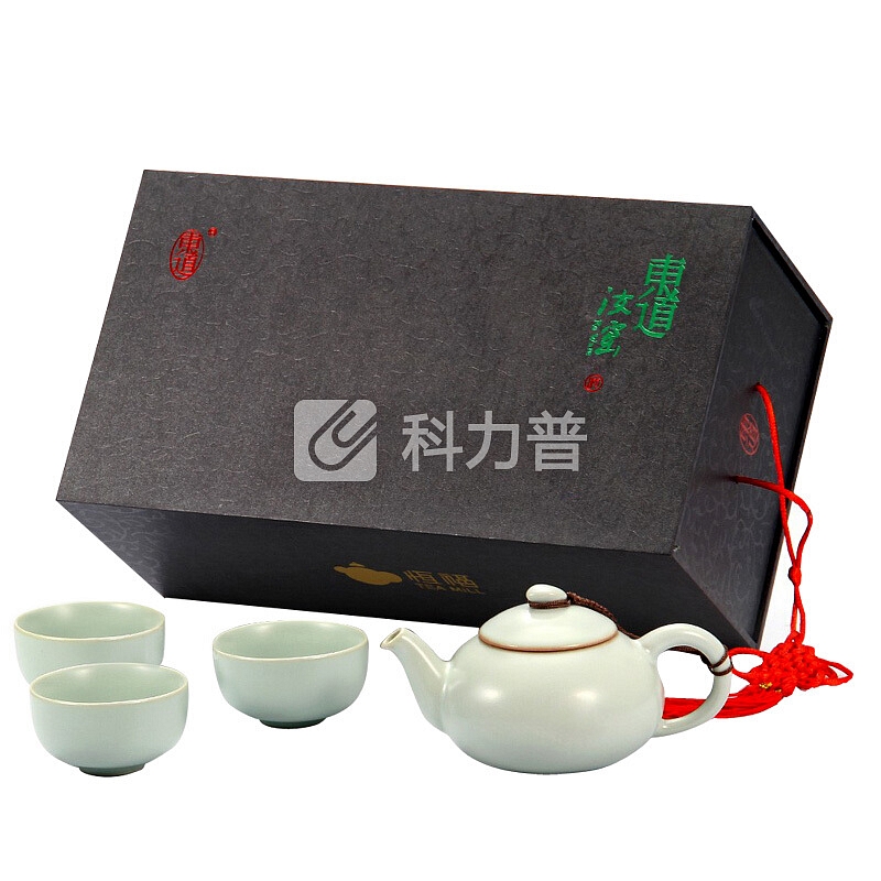 东道 东道 汝窑茶具送礼整套茶具套装汝瓷开片可养一壶三杯