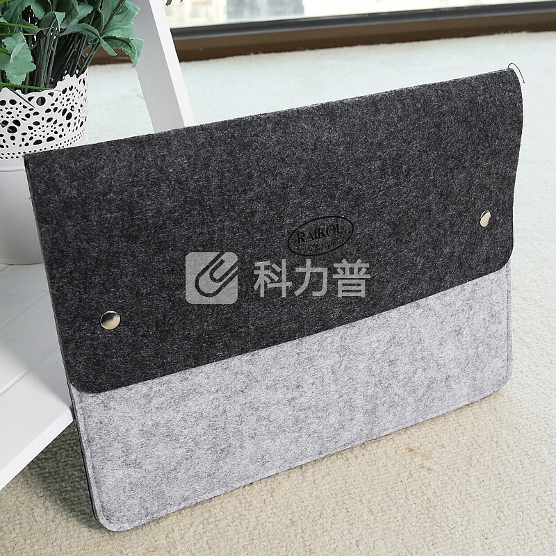 信发(TRNFA)MZ-166 黑灰色毛毡多层文件袋/手拿按扣公文包 办公生活收纳袋/A4资料套/笔记本保护套袋