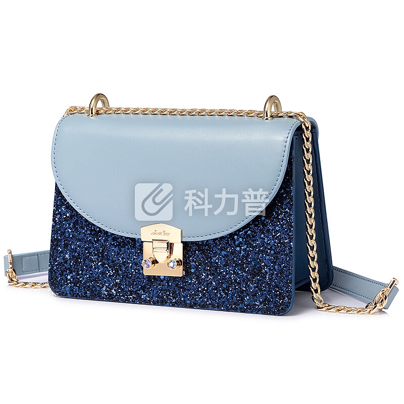 欧时纳 JUST STAR 包包女包钻饰锁扣小方包璀璨亮片手提包女士单肩包 110深海蓝
