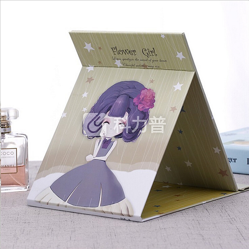乐荔 镜子 便携可折叠化妆镜台式桌面小镜子 高清牛皮纸镜