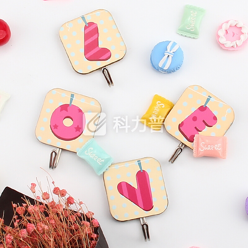 顺美 挂钩 木质挂钩挂钩帖 强力 浴室厨房卫生间无痕铁钩挂钩 LOVE套装 SM-1995