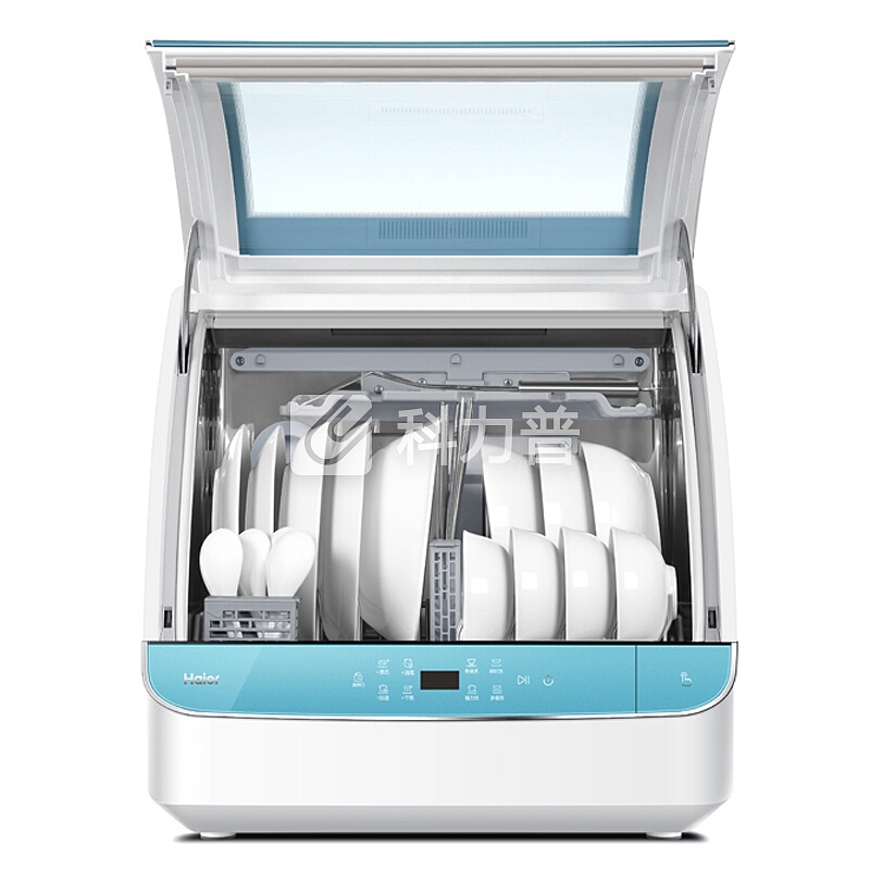 海尔(Haier)小海贝 6套 进口变频电机 全自动洗 简洁安装 双效除菌 活水台式 洗碗机 蒂凡尼蓝 HTAW50STGGB