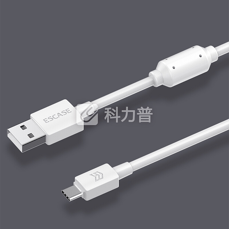 ESCASE Type-c数据线小米充电线适用原装充电器线华为Mate20荣耀三星小米平板电源线3米加长2.1A抗干扰Ci9白