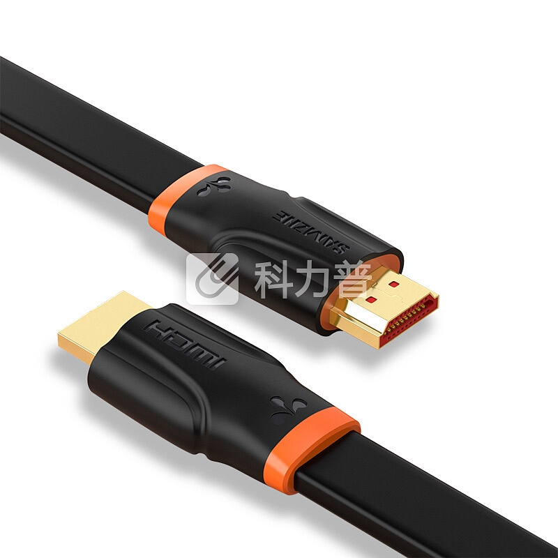 山泽(SAMZHE) HDMI2.0版2K*4K数字高清线 橙黑1.5米扁平线 电脑电视机机顶盒投影仪连接柔软线 SM-CB15