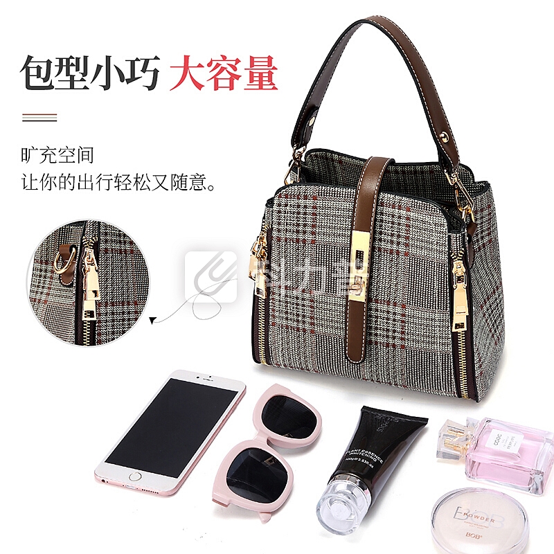 HAUTTON HAUTTON皓顿 包包女包潮流单肩包女时尚手提斜挎包女士包包 918410622 摩卡棕