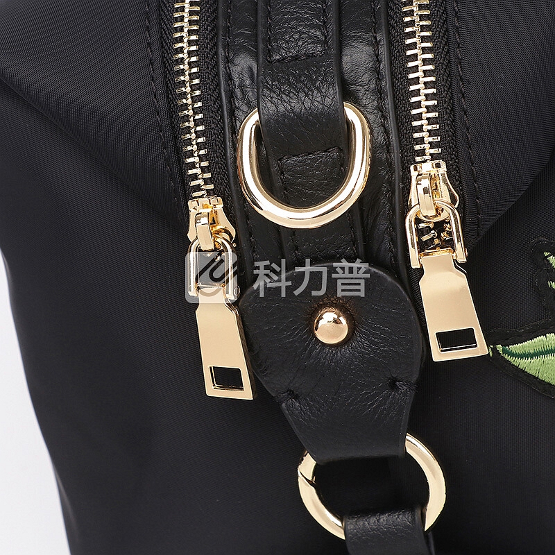 菲萝迪 Ferducci 菲萝迪 Ferducci 手提包女复古牛津布配牛皮民族风刺绣夹层轻便防水女包 20025黑色