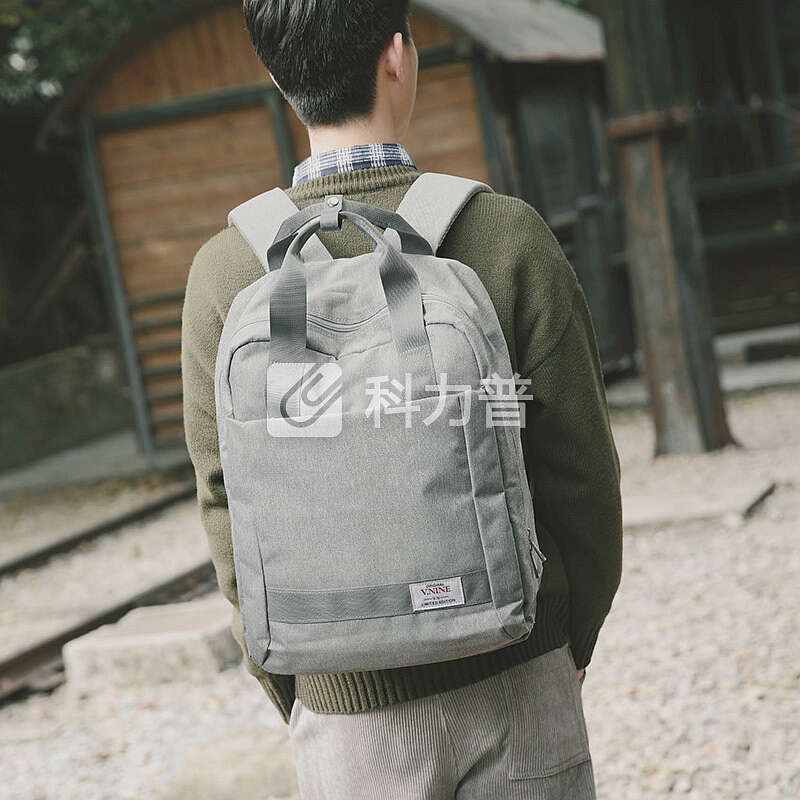 第九城(V.NINE) 双肩包男士电脑包13/14/15.6英寸商务休闲大容量旅行背包防水书包 VD7BV33913J 灰色