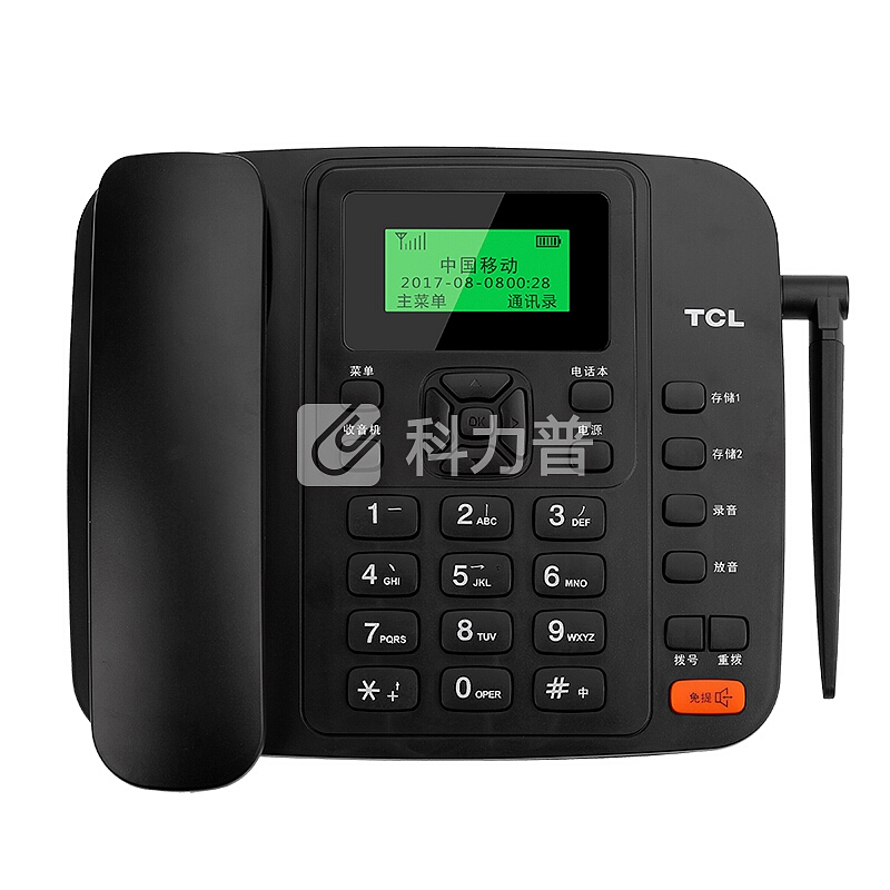 TCL 录音电话机 无线座机 办公家用 插移动卡 插卡录音 来电报号 GF100录音版赠8G卡(黑色)